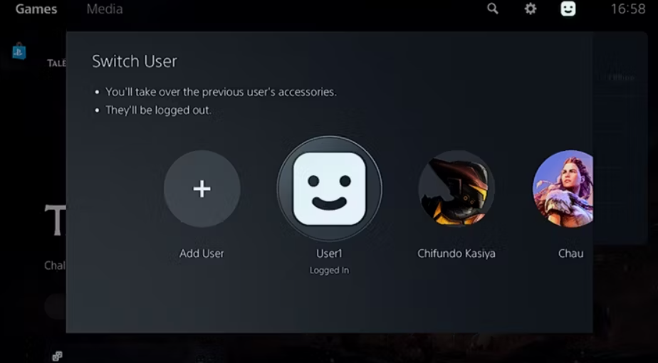 Cambiar de usuario en PS5