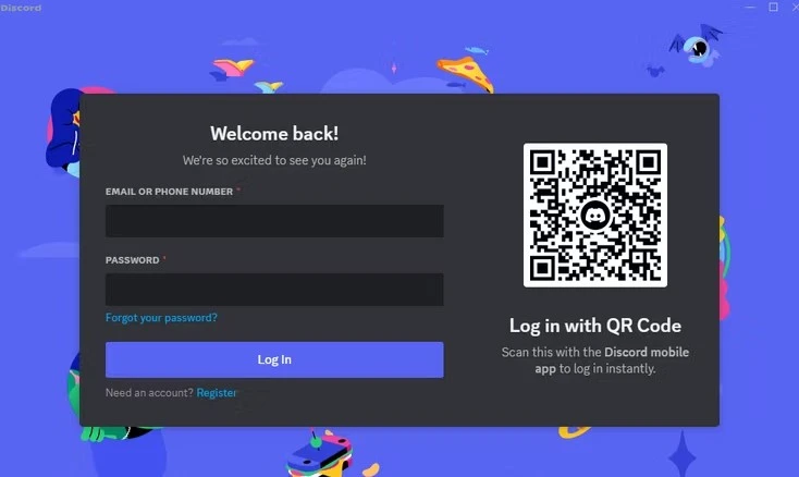 Iniciar sesión en Discord usando un código QR