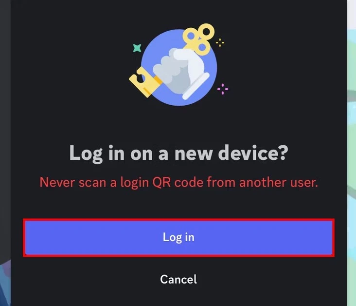 Iniciar sesión en Discord usando un código QR