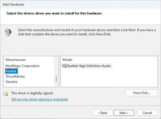 Resintalar los controladores de Realtek HD