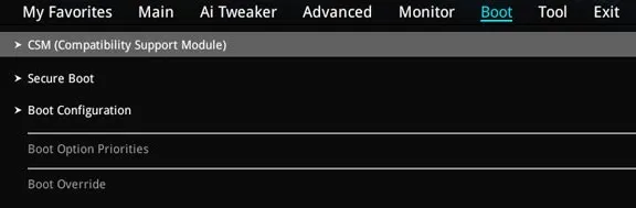 BIOS CSM Secure Boot