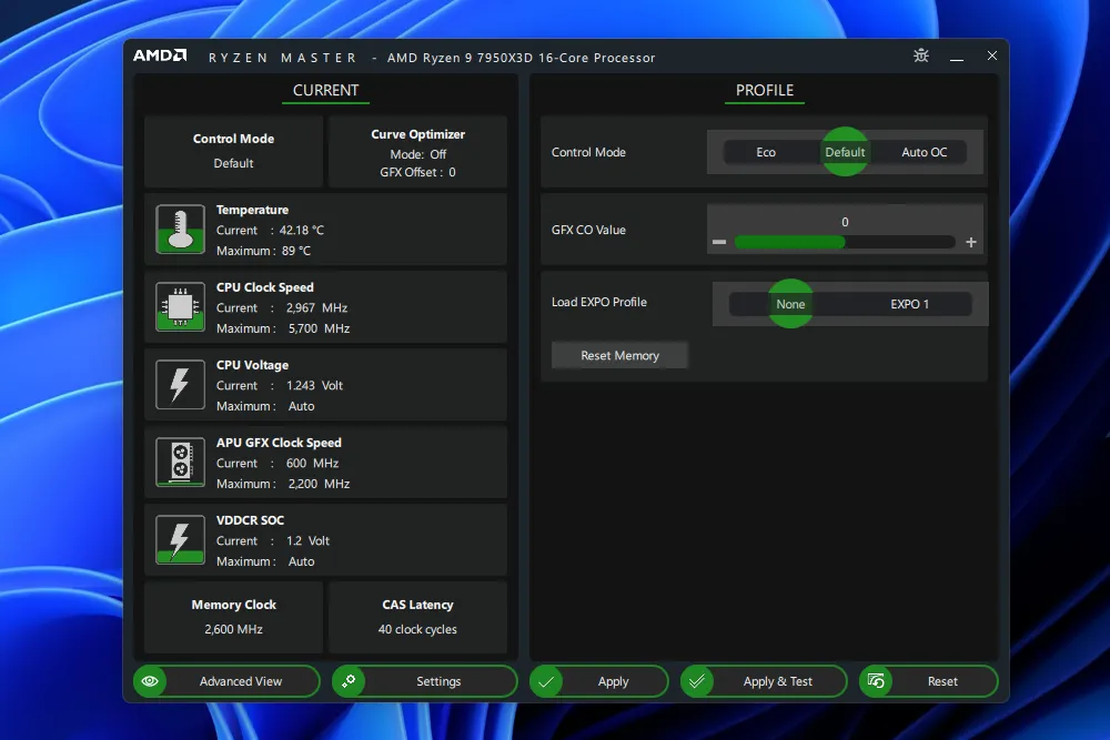 Activar el Modo Eco para CPU AMD con Ryzen Master