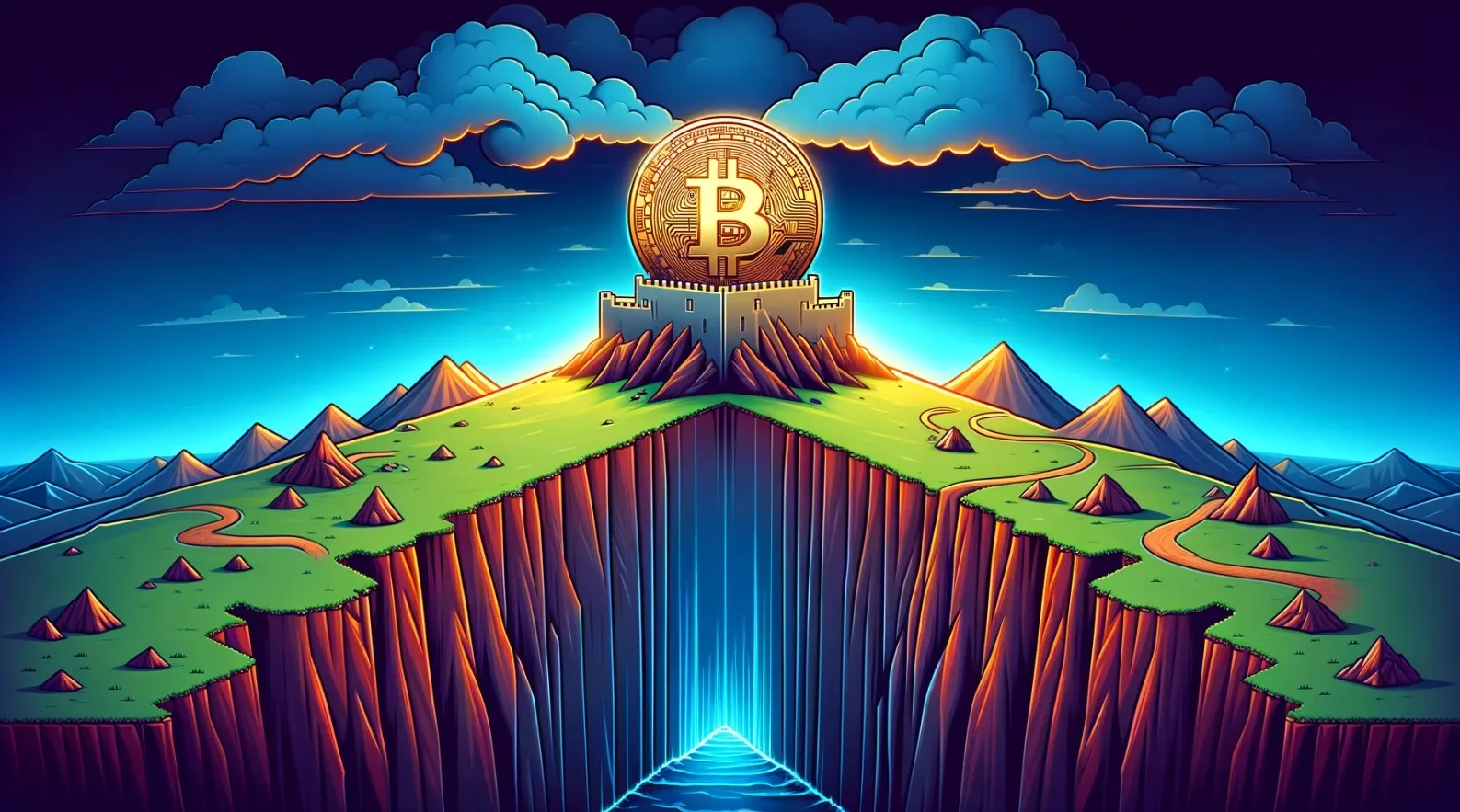 Estabilidad o caída en el precio de Bitcoin (BTC) - Ilustración por IA