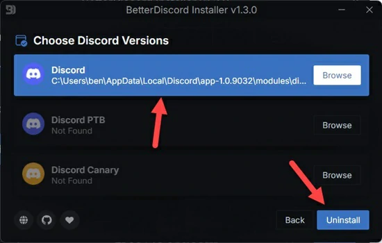 desinstalar BetterDiscord 2