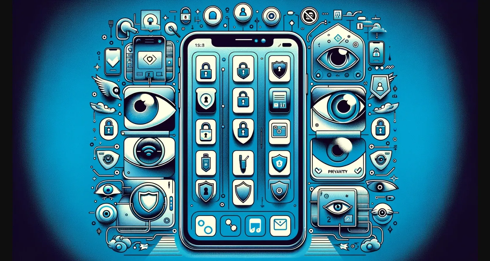 ilustración con ia de privacidad en iphone