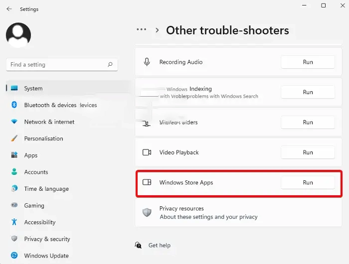 Usar el solucionador de problemas de aplicaciones de Microsoft Store