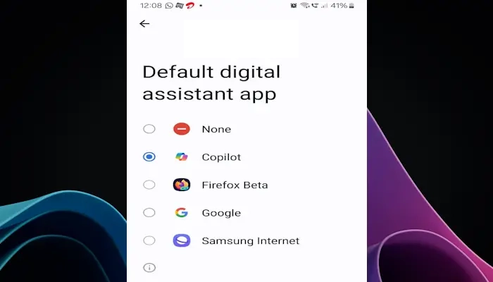 Configurar Copilot como asistente predeterminado en Android