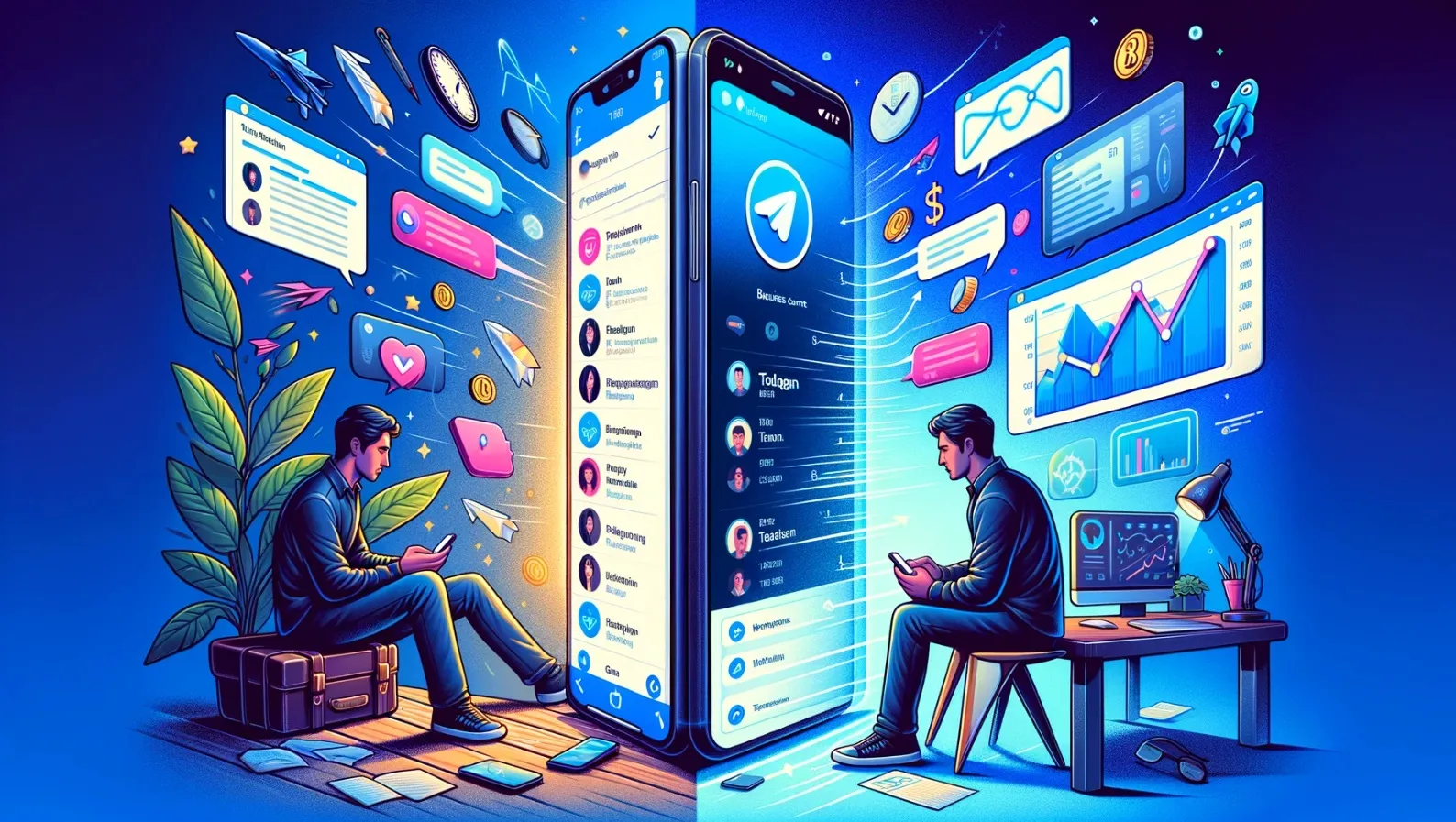 cambiar telegram personal business: ilustración coin IA