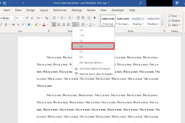 Duplicar espacio en Word para algunos párrafos