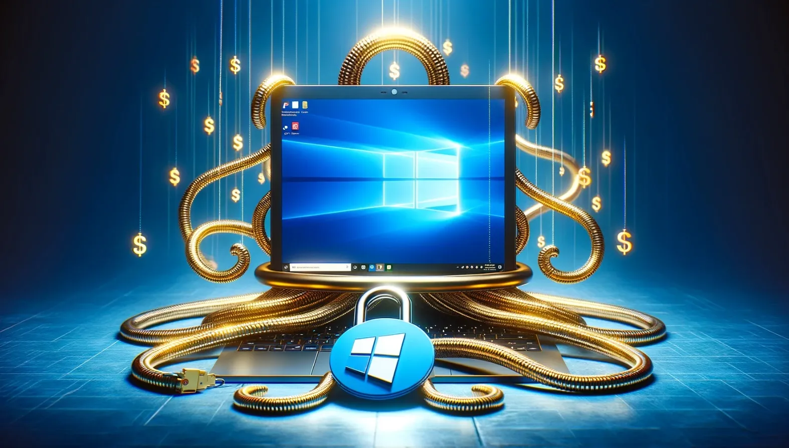 Ilustración con IA de la extensión de Windows 10 con un coste