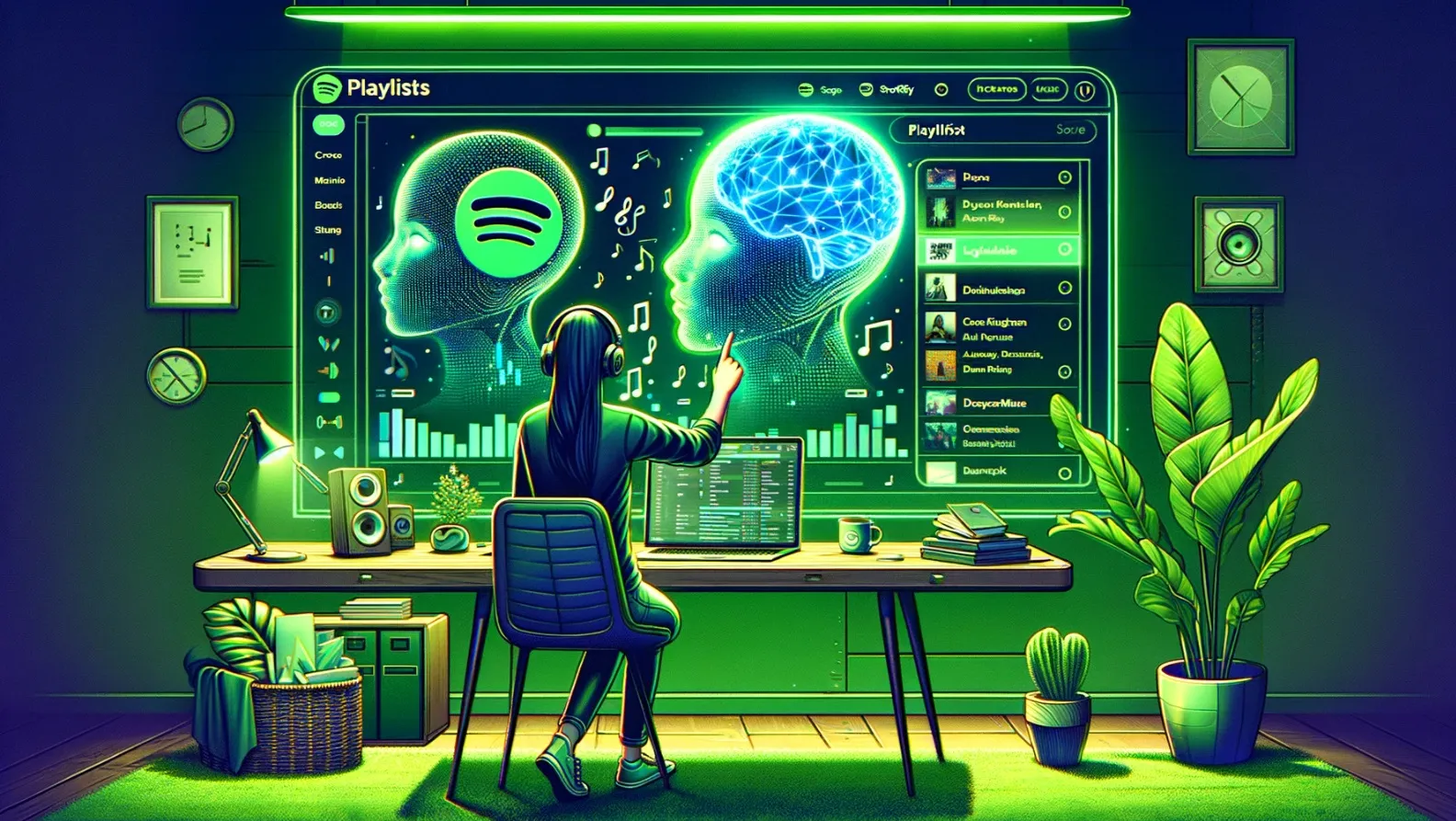 ilustración generada con IA: spotify listas reproducción ia