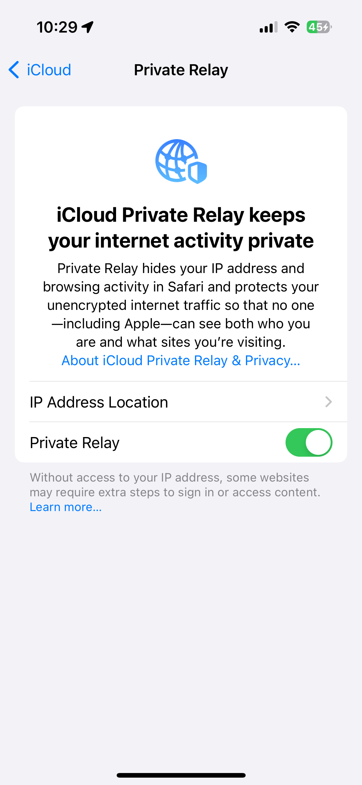 Desactivar Private Relay (Trasmisión privada) en iPhone o iPad