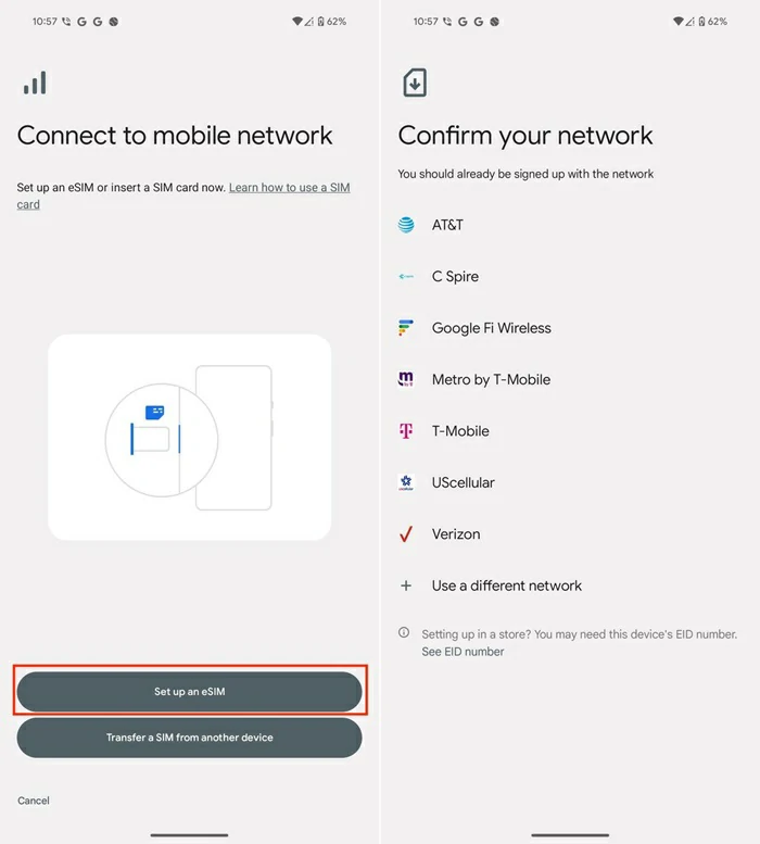 configurar eSIM Android Pixel