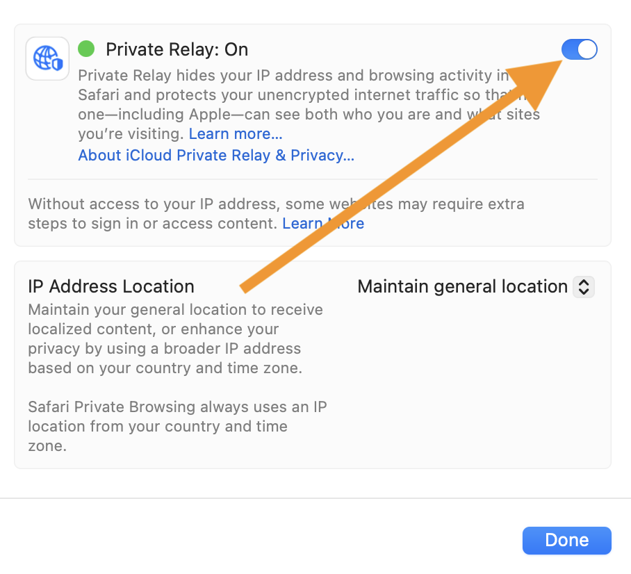 Cómo desactivar Private Relay en Mac
