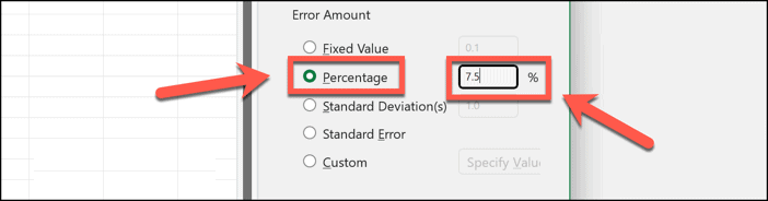 Expresar el potencial de error en porcentaje