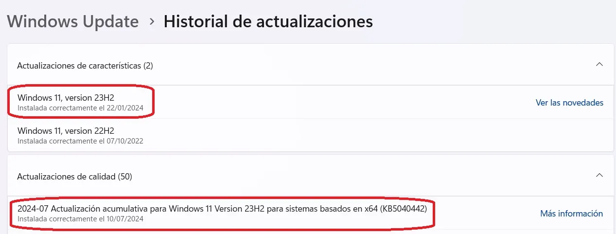 actualización windows 11 23h2