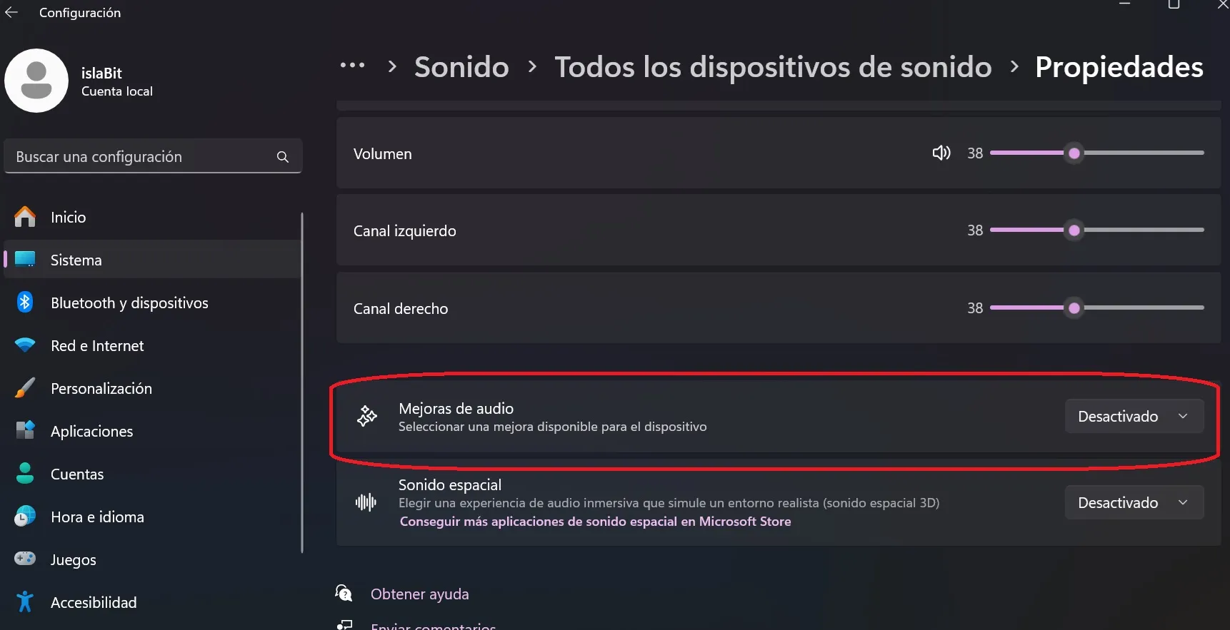 volumen bajo windows 11