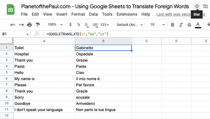 traducir idiomas en Google Sheets 2