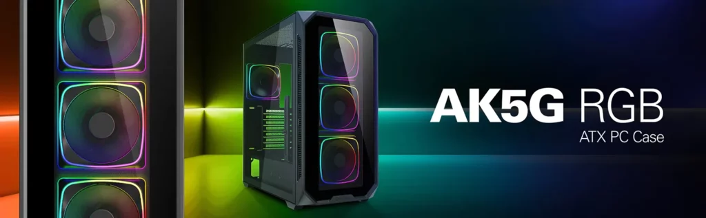 La carcasa de PC Sharkoon AK5G RGB tiene un diseño pensado para deslumbrar