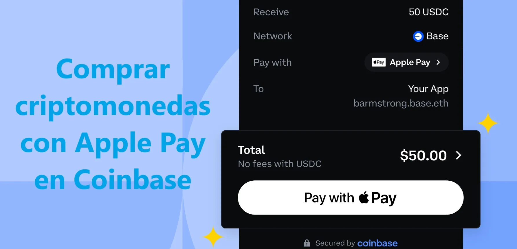 comprar criptomonedas con Apple Pay en Coinbase