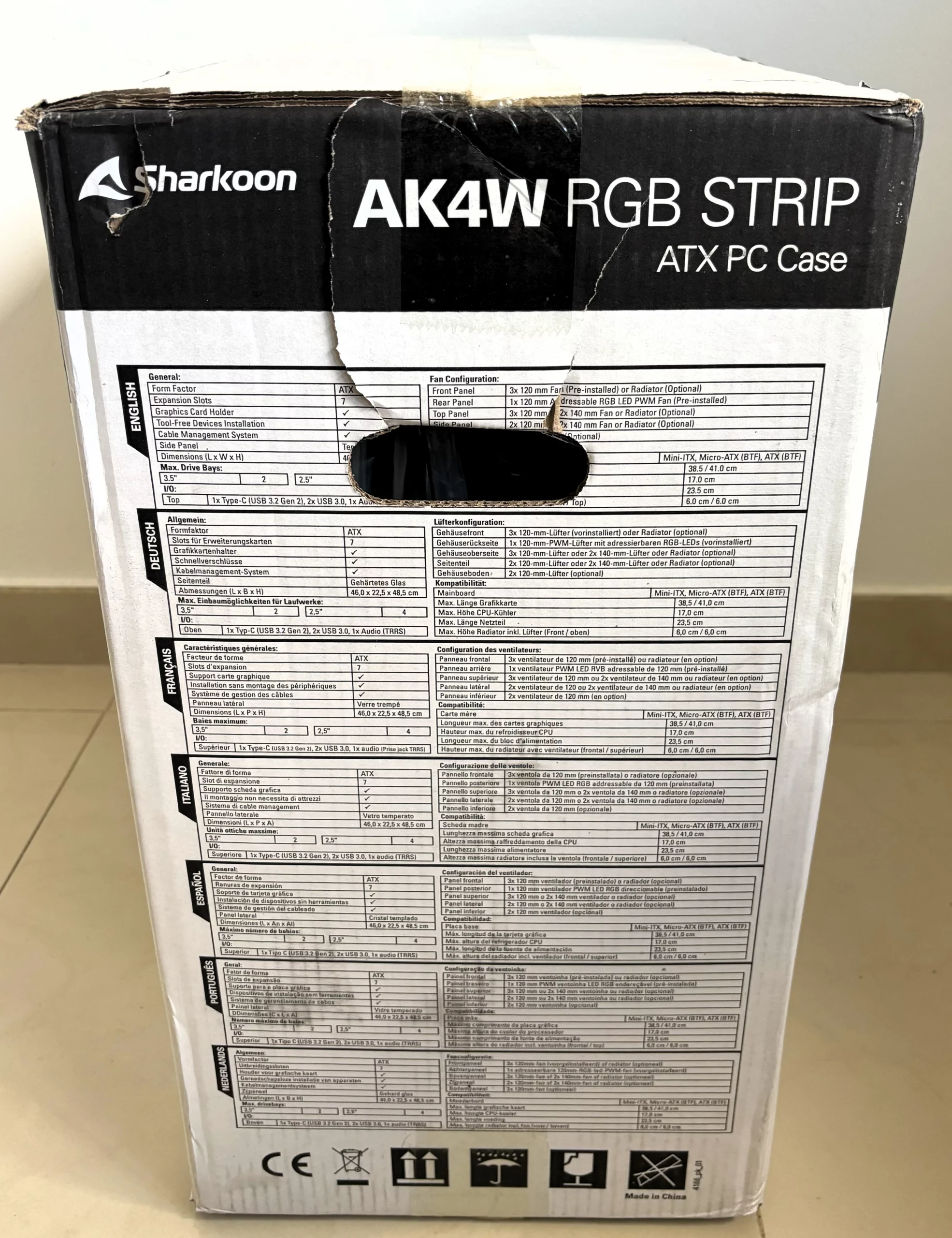embalaje carcasa sharkoon