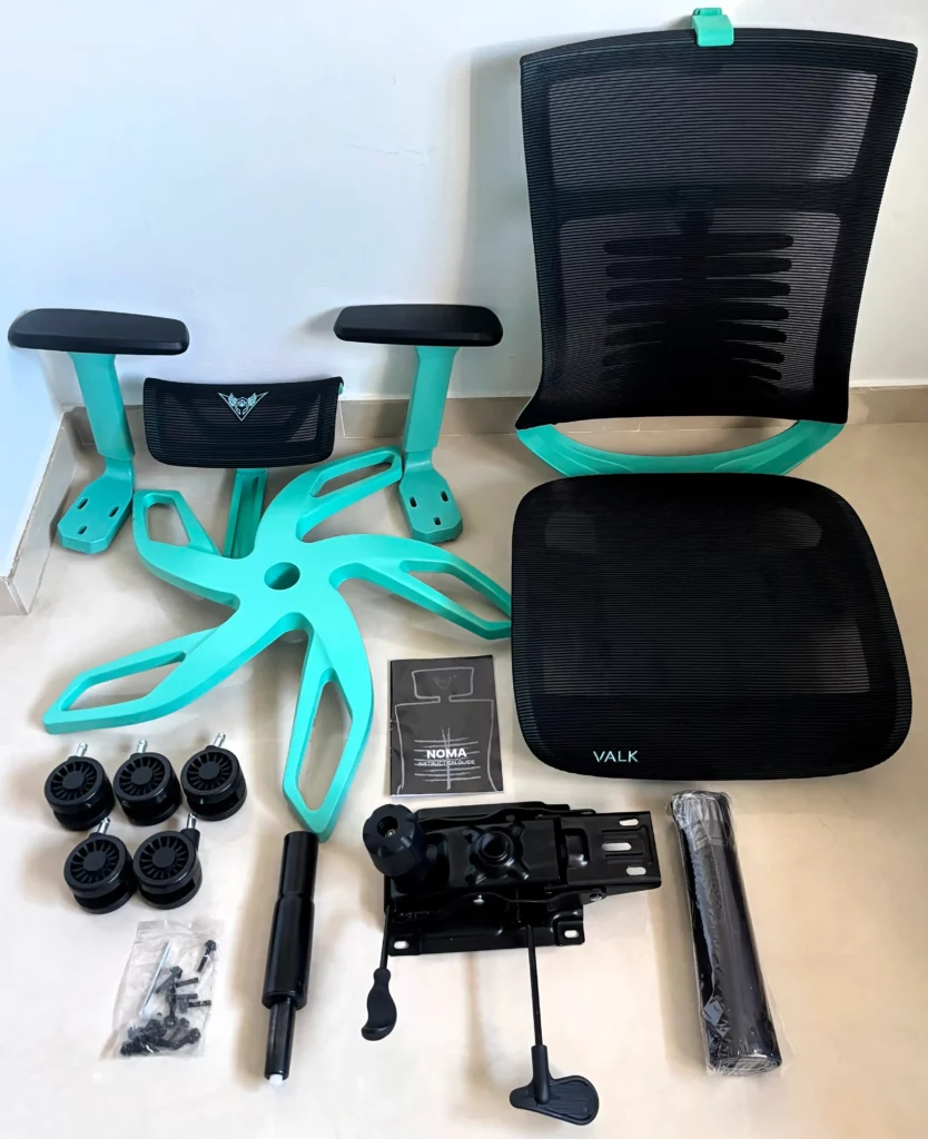 Contenido caja silla gaming Valk Noma