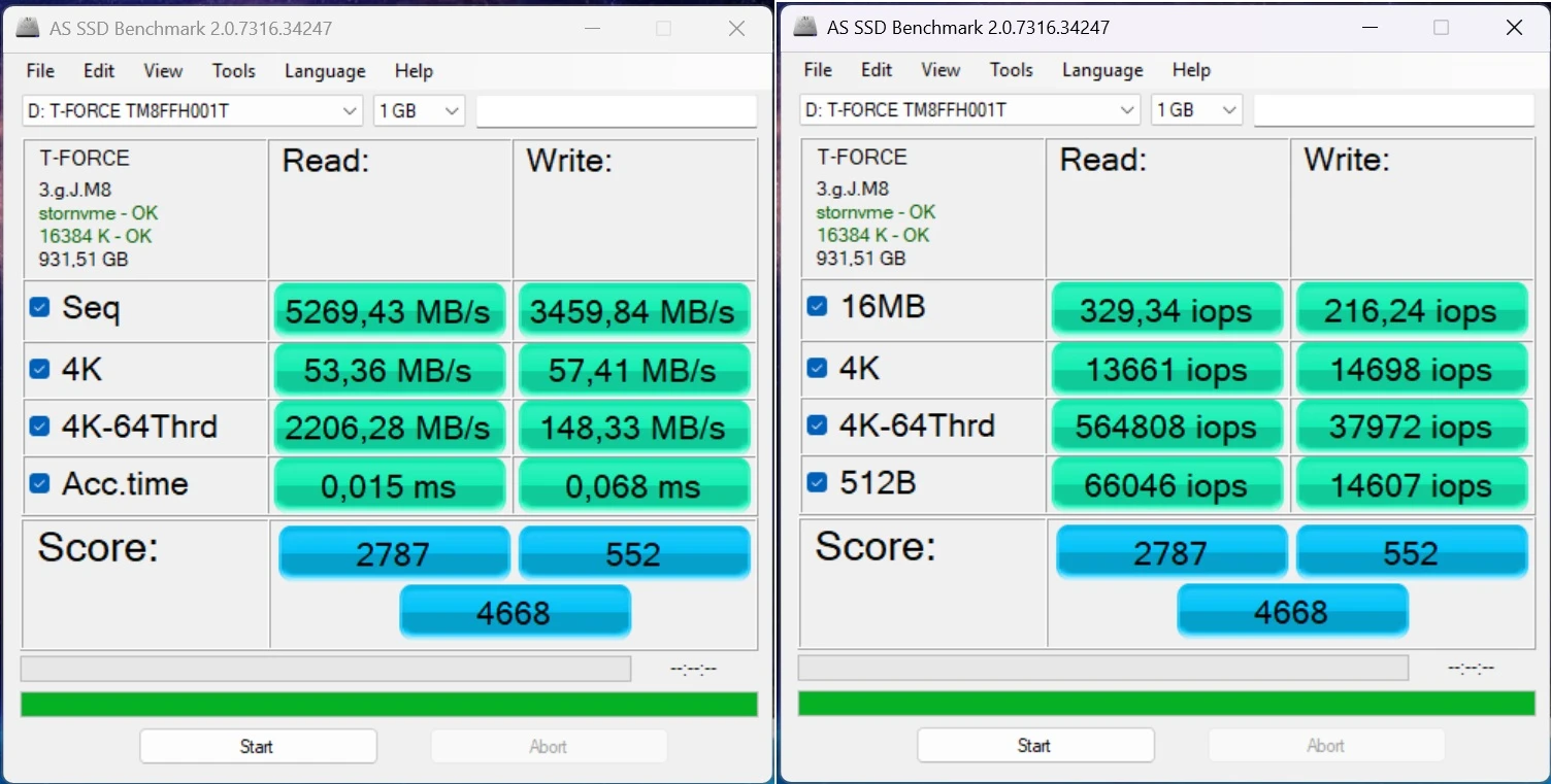 benchmark AS SSD confirma estas altas velocidades secuenciales