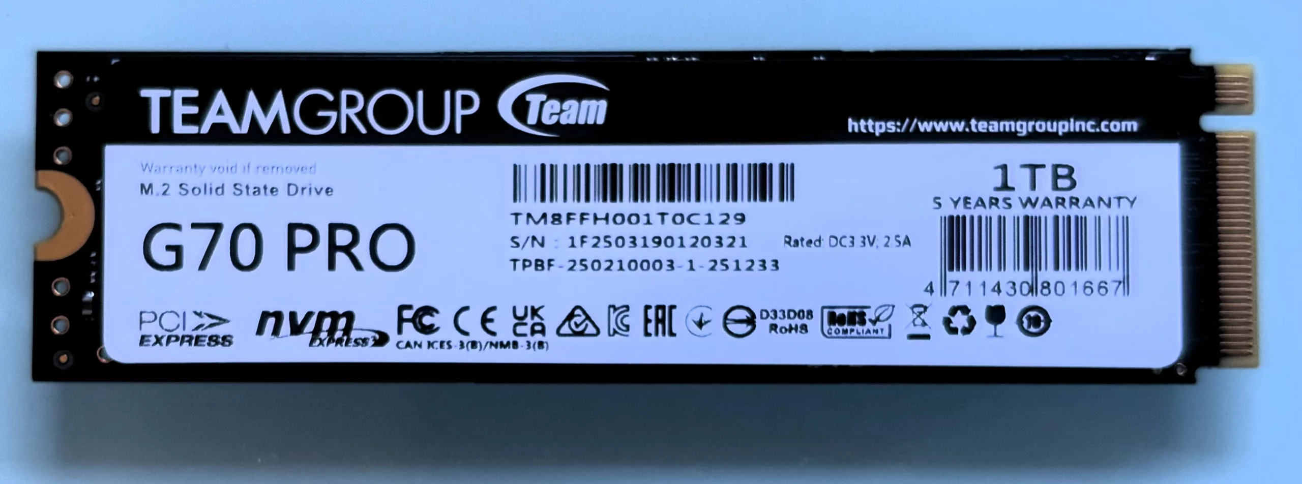 TEAMGROUP T-FORCE G70 PRO M.2 2280 PCIe Gen4x4 SSD 1TB