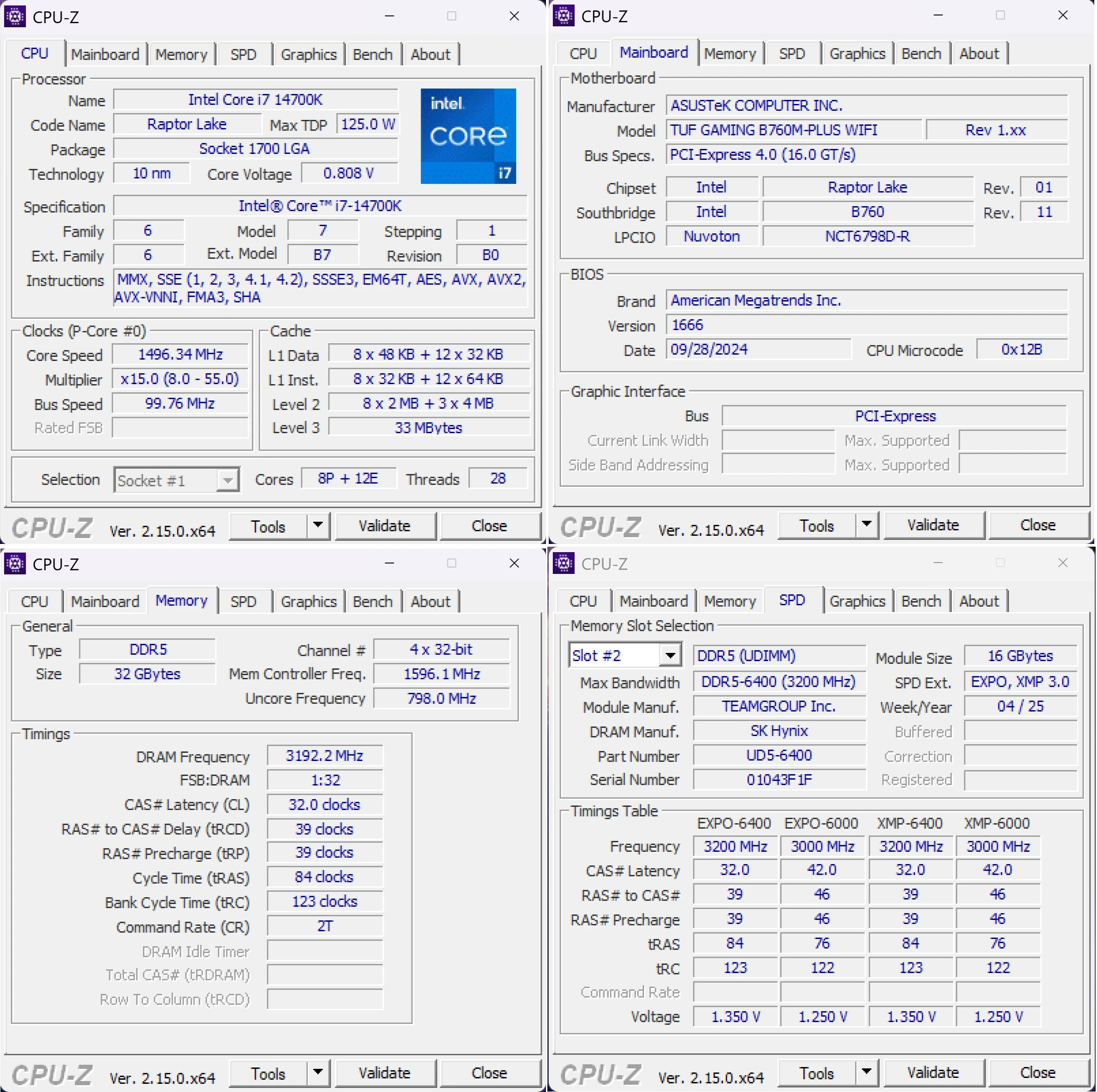 pruebas con memoria RAM T-FORCE XTREEM ARGB DDR5 32GB (2x16GB) 6400MHz
