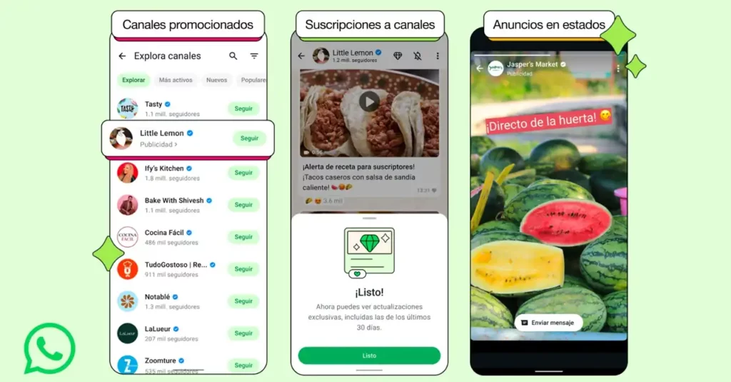 WhatsApp estrena anuncios en los Estados y suscripciones a Canales
