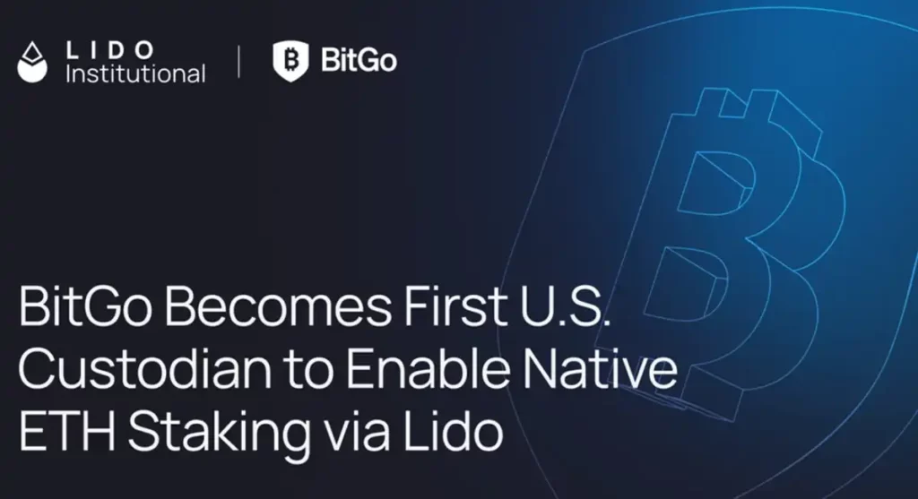 BitGo habilita staking nativo de ETH con Lido y stETH para instituciones