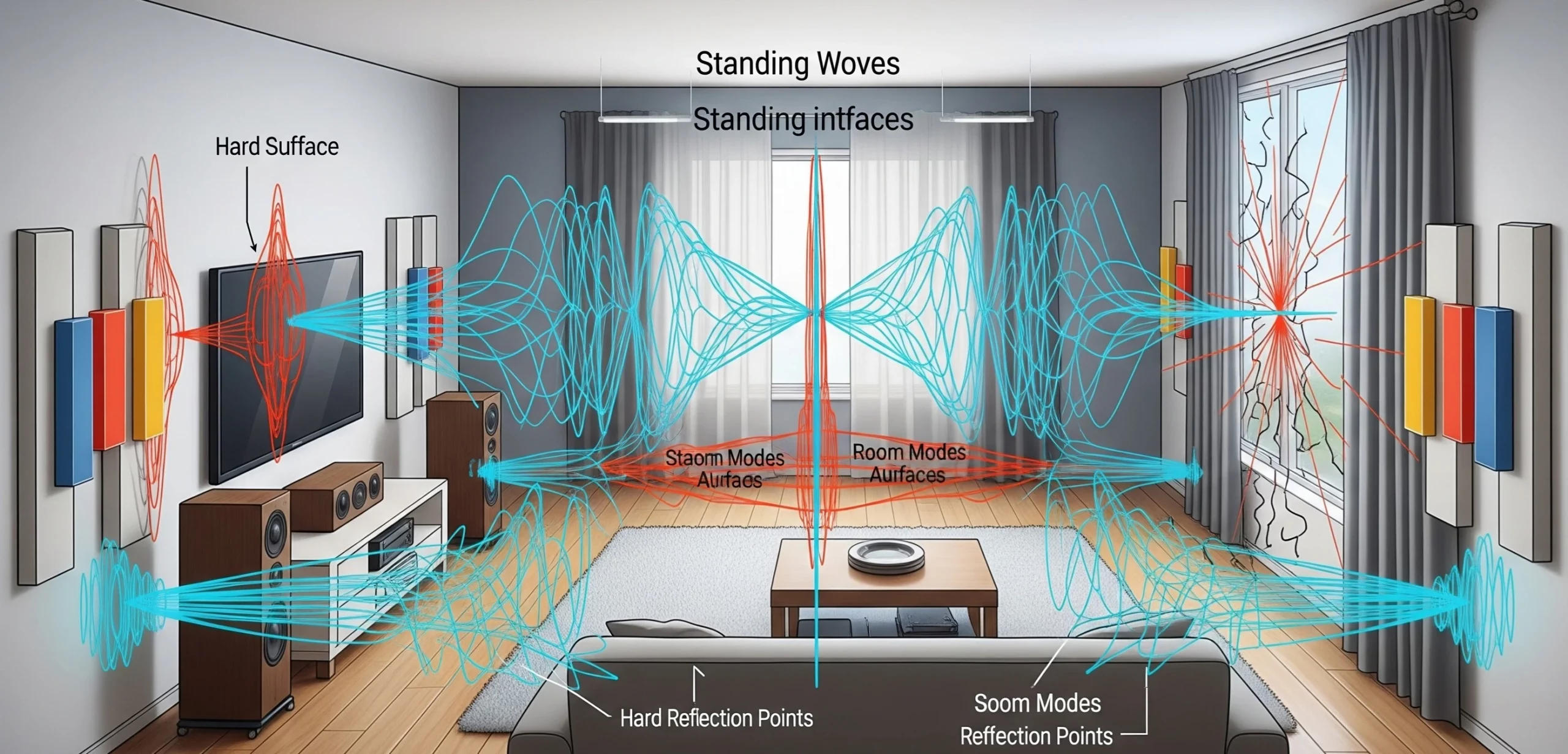 Reflexiones, reverberación y modos de sala