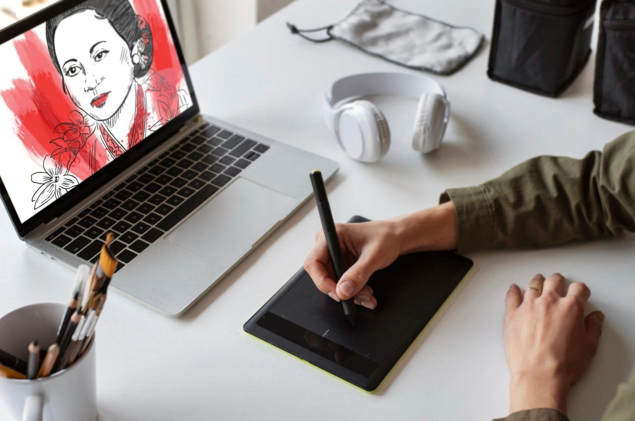 computadora portátil con tableta digitalizadora