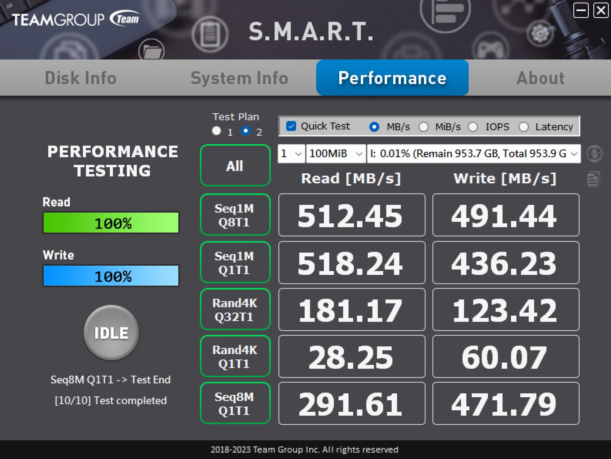 pruebas de rendimiento del SSD T-FORCE Vulcan Z de 1TB