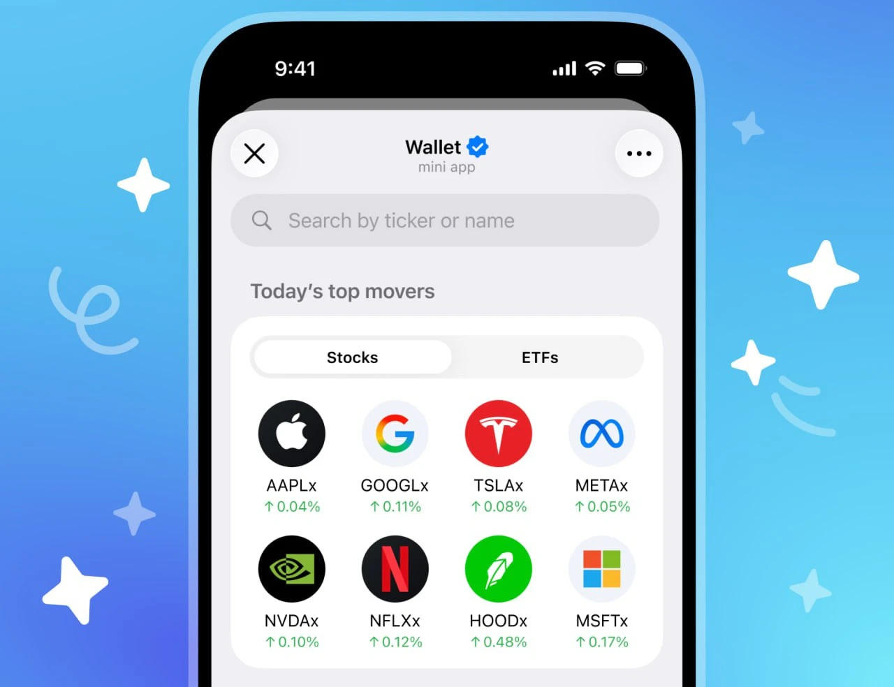 acciones tokenizadas wallet telegram