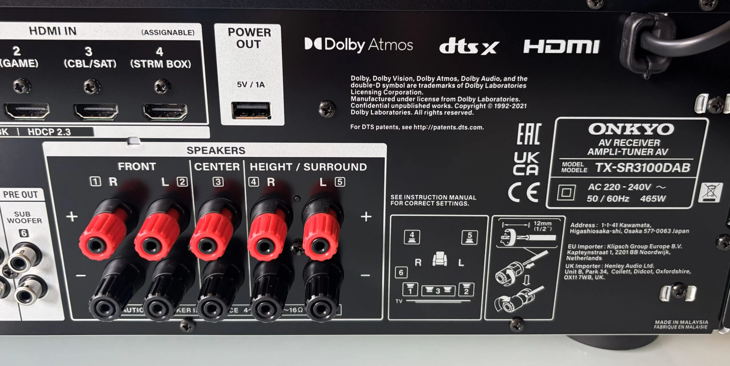 Onkyo TX-SR3100DAB conexiones