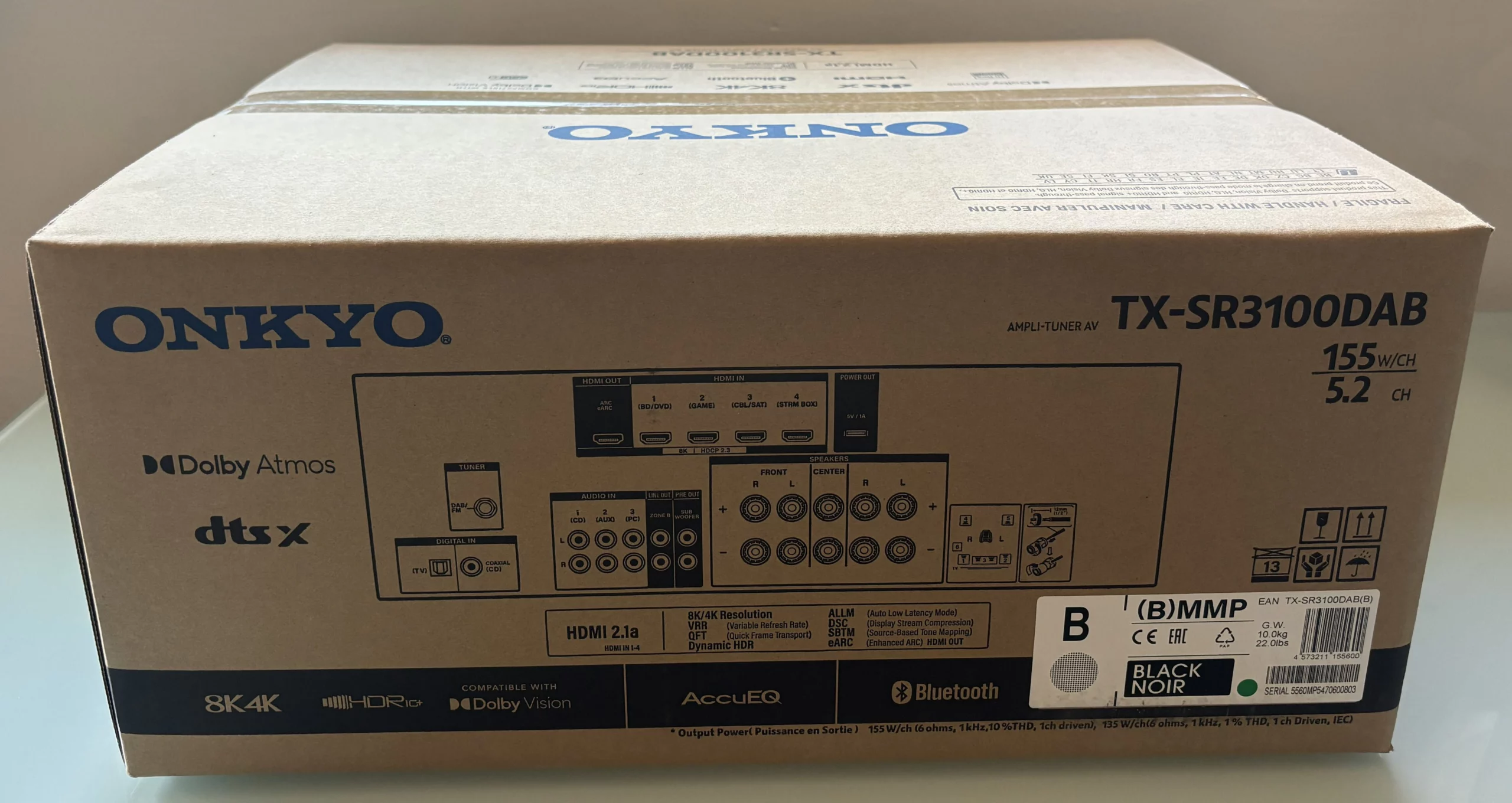 embalaje receptor av onkyo