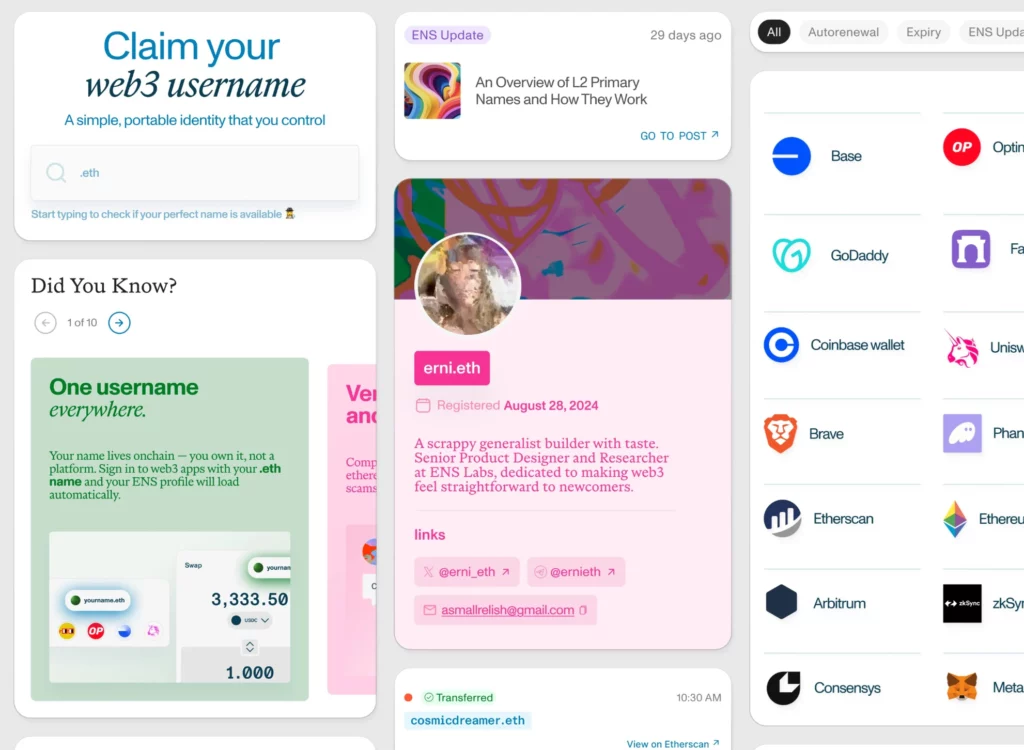 ENS estrena app alfa en Sepolia con registro rápido y pagos en monedas estables