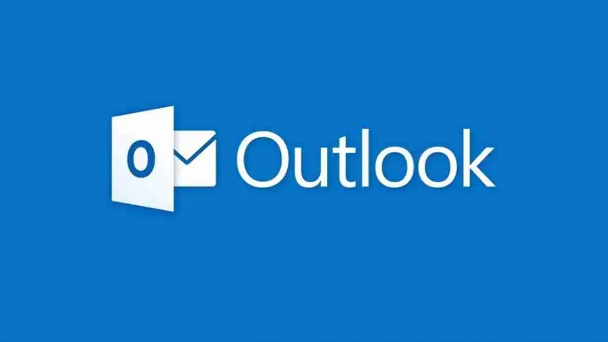 Logotipo oficial de Microsoft Outlook sobre fondo azul