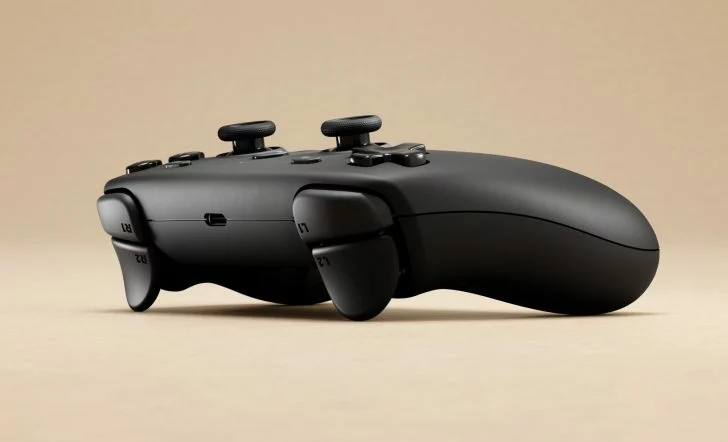 Steam Controller de Valve sobre fondo oscuro con logo de Steam