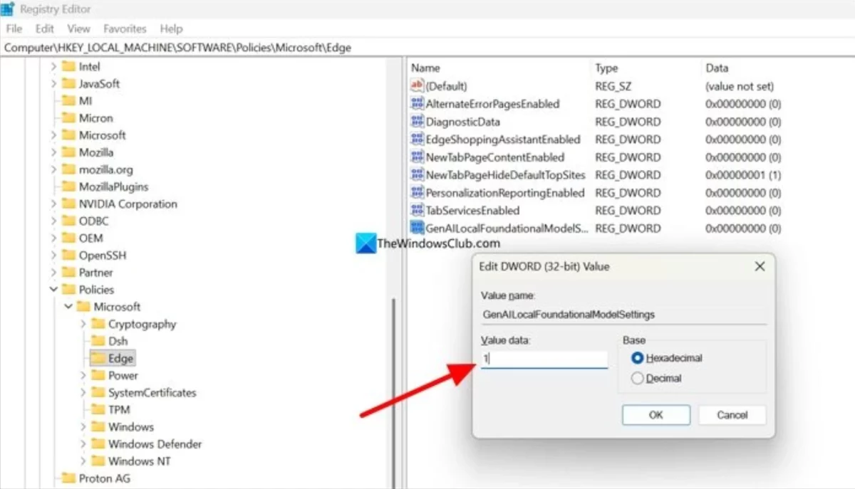 Edge descargue modelos IA