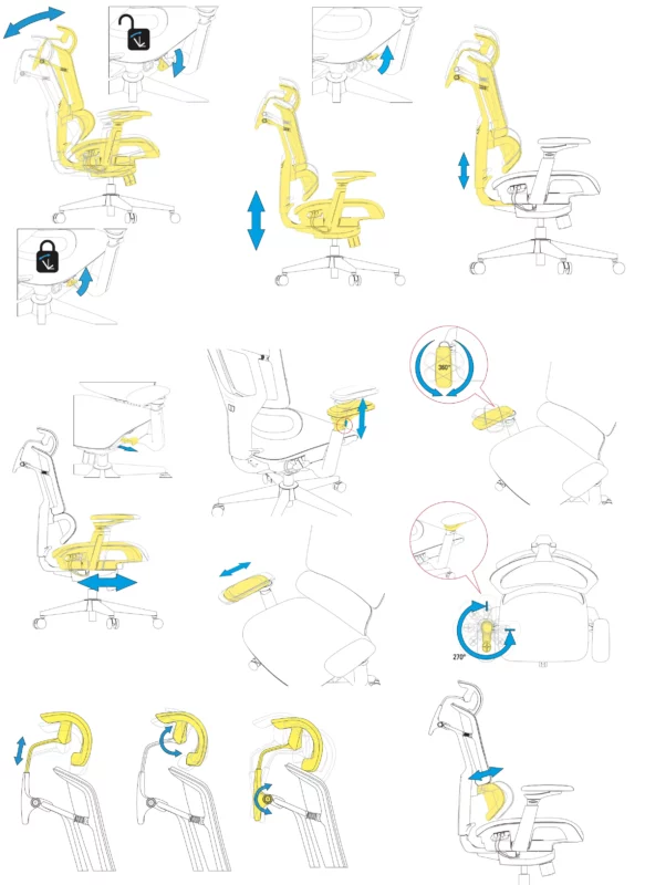 Ergonomía de la Sharkoon OfficePal C50, movimientos.