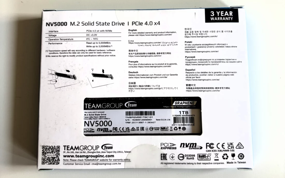 Embalaje TeamGroup NV5000 1TB