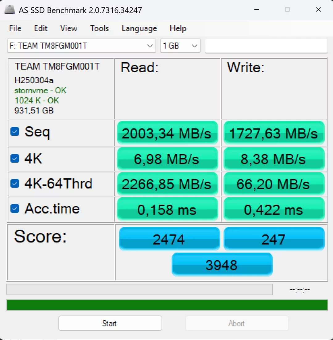 AS SSD TeamGroup NV5000 1TB