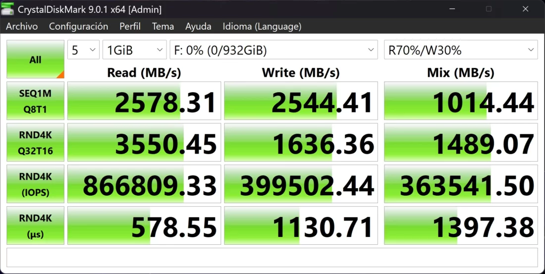 CrystalDiskMark TeamGroup NV5000 1TB